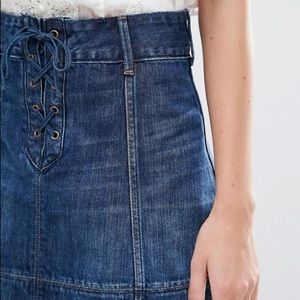 Abercrombie & Fitch Lace Up Denim Mini Skirt